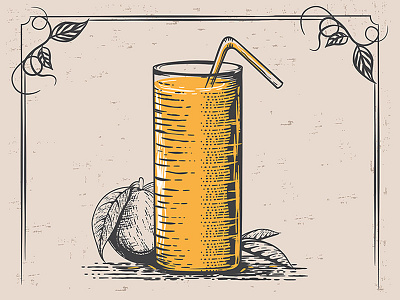 Vintage Juice Illustration illustration juice leaf logo orangejuice retro tree vintage