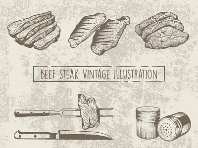 Beef Steak vintage illustration