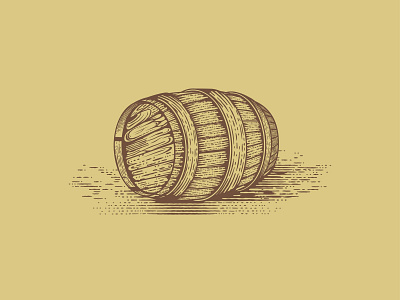 Wooden Barrel  vintage illustration