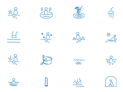 Sauna and bath icons set water icons web design. web icons