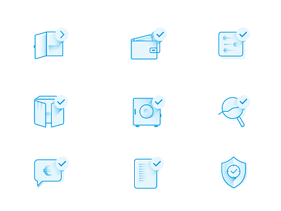 Stylish web icons for marine company blue icons gradients. icon design
