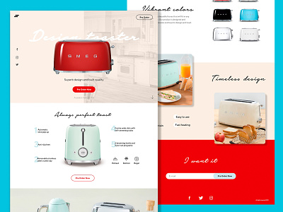 SMEG toaster landing page design. design layout design toaster web design webdesign website