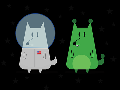 Space Dogs Doodle Illustrations alien dog doodle illustration space vector