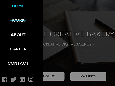 Creative Bakery Website UI - Menu creative bakery creative digital agency digital agency menu navigation user interface website