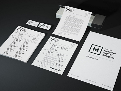 Meet Marcel - Stationary Applications business cards cv identity letter head logo portfolio printouts stationary stationary applications