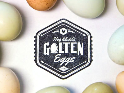 Hog Island's Golten Eggs brand brandmark identity logo seal stamp sticker