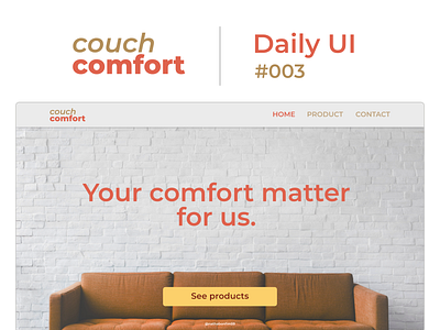 Couch Comfort - Landing Page - Above the fold - Daily Ui #003 003 dailyui