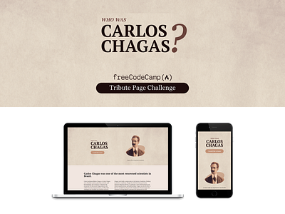 Carlos Chagas - Tribute Page - FreeCodeCamp challenge freecodecamp landingpage newspapers paper texture tribute