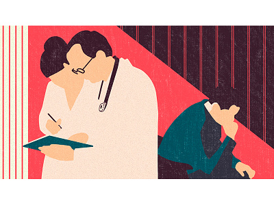 Illustration for the article about AIDS color doctor flat girl illustration