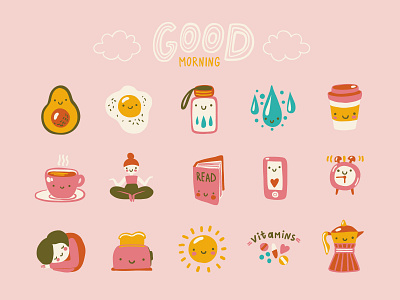 Good morning! cute design flat graphic design icon illustration logo morning pink vector