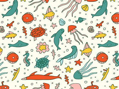 Fish Seamless Pattern cute design fabric design fish graphic design illustration nautical sea seamless pattern vector