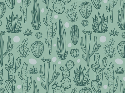 Cacti Seamless Pattern cacti cactus design fabric design graphic design illustration seamless pattern vector