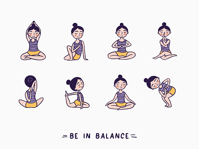 Be In Balance cute design girl graphic design icon illustration vector yoga yoga pose