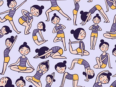 Yoga Girl Seamless Pattern