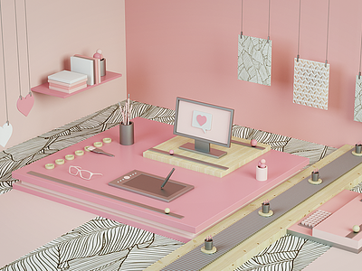 My Place 3d lowpoly pink