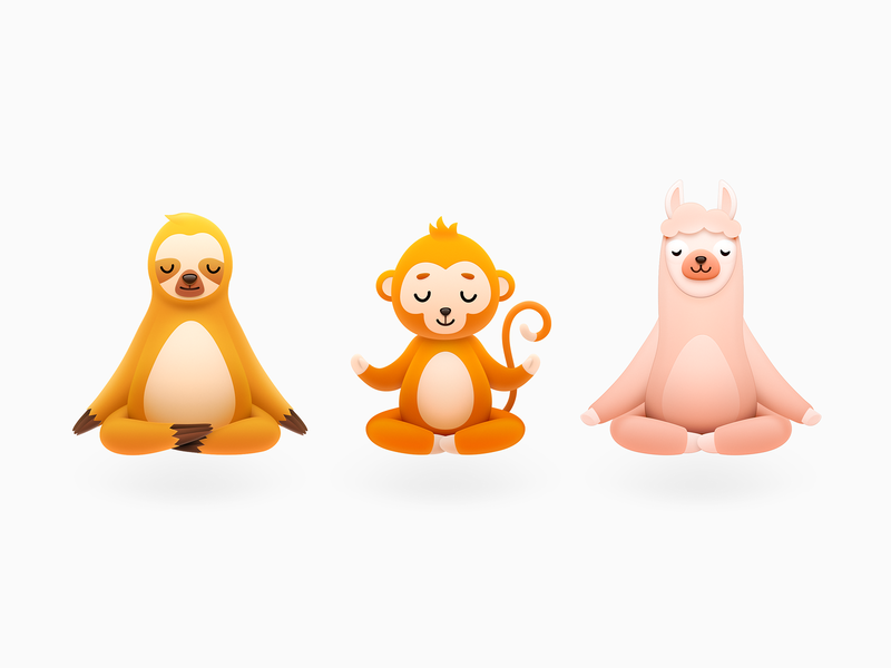 Yoga Animals character illustration cute animal deep thought iconography little sloth mac icon macos icon osx icon meditation meditate operating system icon os icon realistic icon app icon sandor skeu icon skeuomorph icon skeuomorphism icon user interface icon ui icon gui yoga alpaca yoga instructor yoga llama yoga monkey yoga sloth zen