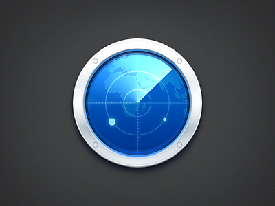 Radar Icon app icon blue dashboard icon find icon mac icon macos icon osx icon map metal nut navigator icon pointer radar icon realistic sandor scanning search icon skeu skeuomorph skeuomorphism ui icon user interface icon ux icon world world map
