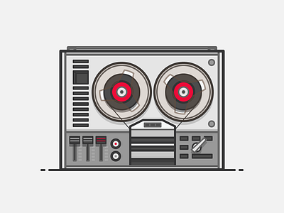 Reel-to-reel Audio Tape Recorder audio iconography illustration outline recorder reel to reel sandor tape