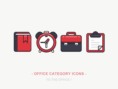 Office Category Icons alarm alarm clock book briefcase clipboard clock iconography illustration office outline package sandor