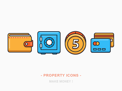 Property Icons bank coin credit card icon iconography illustration money outline sandor vault wallet