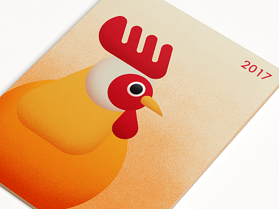 New Year Card 2017 2017 bird chick chicken cock graphic hen illustration mockup new year rooster sandor