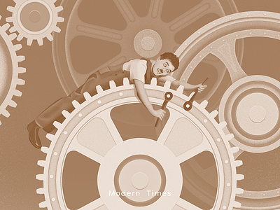 Modern Times chaplin factory film gear gearwheel illustration industry modern modern times movie sandor times wheel