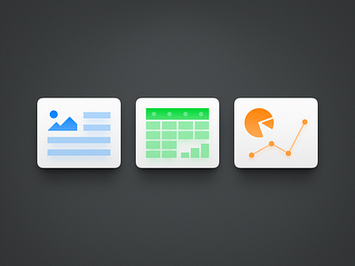 Office Icons app icon chart excel form mac icon macos icon osx icon office pie chart powerpoint realistic sandor skeu skeuomorph skeuomorphism ui icon user interface icon ux icon word wps