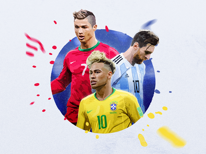 Football Star 2018worldcup cristiano football goals illustration messi neymar painting sandor sport watercolor worldcup