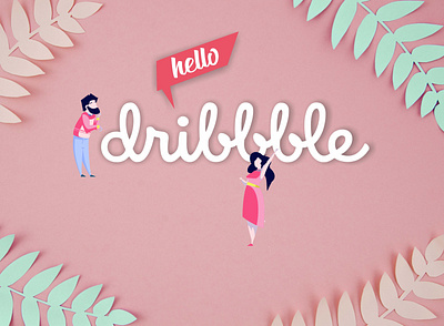 Hello!! branding design designer dribbble best shot dribbble invite hello hellodribbble illustrator ilustrator logo paper photoshop pink