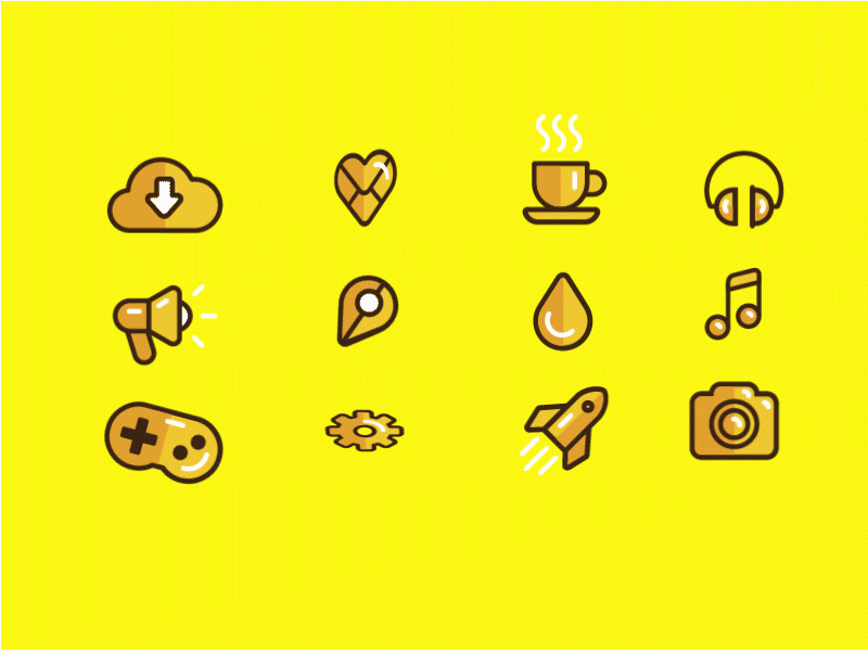 Iconos adobe after effect design gif iconos icons icons pack iconset illustrator mobile motion animation motion graph motiongraphics yellow