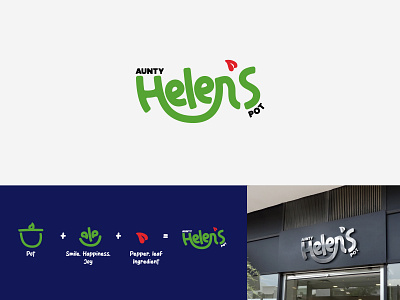 Aunty Helen's Pot Branding brand identity branding design flat food food branding graphic design illustration logo logo design minimal restaurant vector