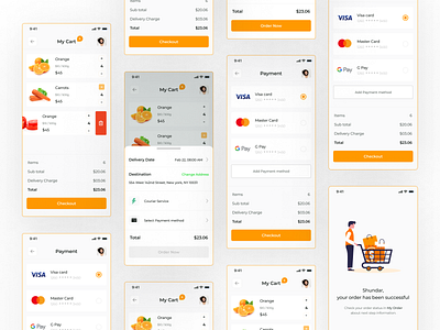 Payment Process of Grocery App UI Design app ui design app ui ux grocery app payment method ui design uiuxdesign