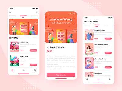 Illustration Course Interface 2019 character curriculum illustration interface design pink scene ui