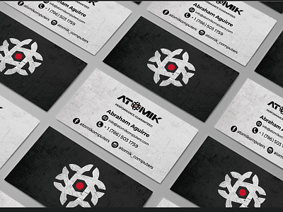 Atomik Business Cards atomik branding computer computers design identity logo logo design tech technology