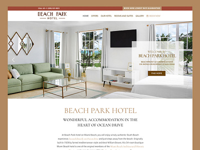 Beach Park Hotel Website design graphic hospitality hotel miami turquoise web design website