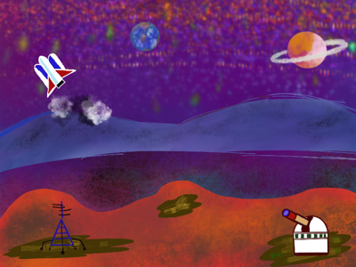 Galaxy purple world station stars patterns clean earth saturn satellite illustration colors