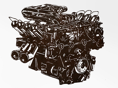 Engine of Doom black drawing engine illustration motor negative space white
