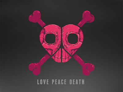 Lovepeacedeath death heart illustration love peace skull symbol