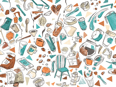 Coffee coffee editorial illustration objects pattern