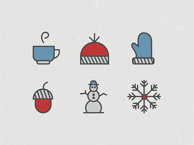 Holiday Icons acorn blue christmas glove holiday holly icons red season snowflake snowman winter