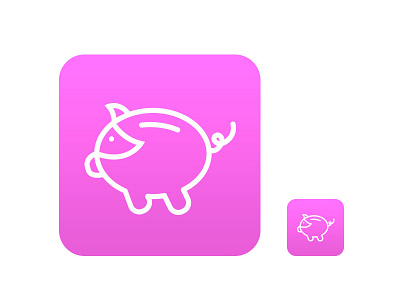 Piggy Bank Phone Icon app app icon dailyui flying pig iphone money pig piggy bank pink purple