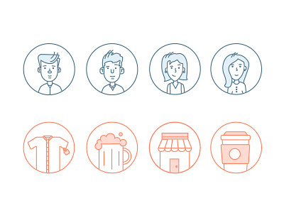 Lifestyle Icons beer clothes coffee faces icon illustration lifestyle people store ui