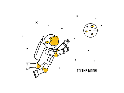 To the moon! astronaut illustration moon space stars