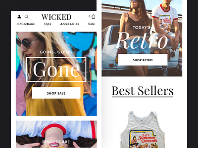 Mobile Wicked ecommerce gothic homepage mobile sections shopify