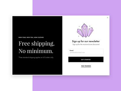 Free Shipping Modal e commerce ecommerce gothic modal shopify web design wicked