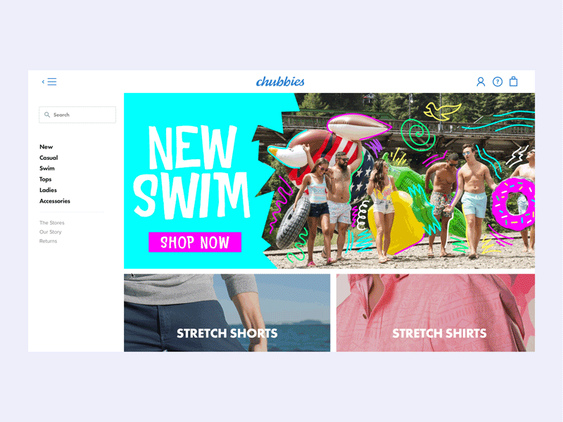 Chubbies Side Navigation chubbies chubbies shorts ecommerce navigation shopify shopping side nav ui ux