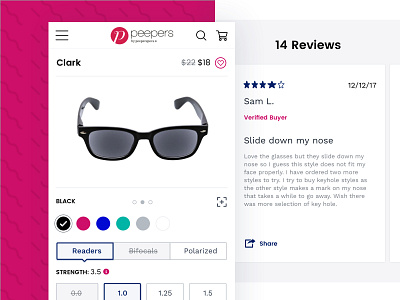 Peepers Product Page ecommerce mobile shopify shopping ui