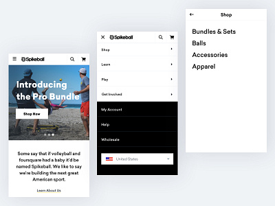 Spikeball Mobile Navigation ecommerce mobile nav navigation menu shopify ui ux