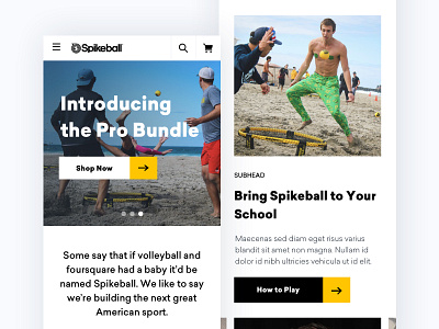 Spikeball Homepage design ecommerce homepage mobile shopify shopping sports sporty ui ux