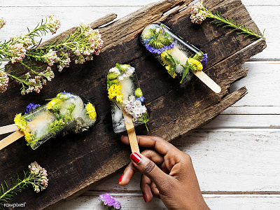 Homemade summer wildflower ice pop cool flower freeze fresh frozen nature pop summer